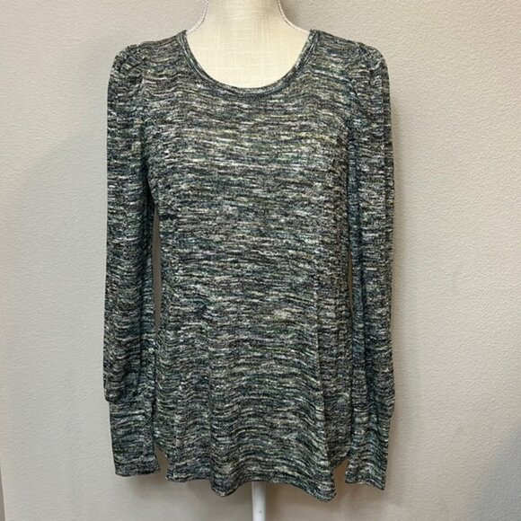 Status by Chenault black and teal long sleeve blouse - Picture 1 of 5